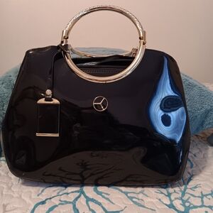 Elegant Black Handbag with Silver Accents